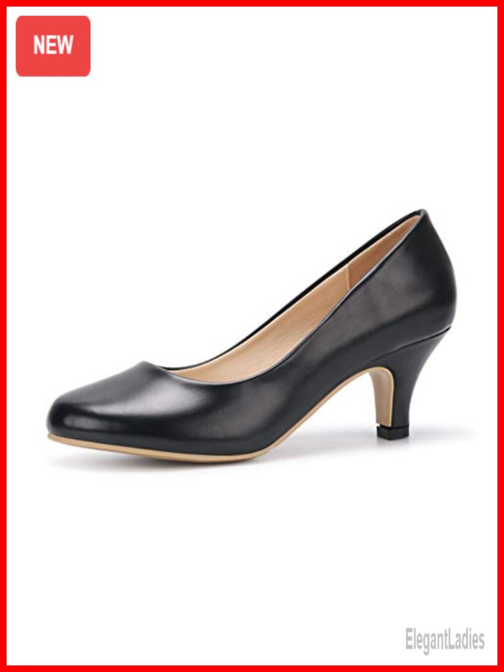 Womens Comfortable Kitten Heel Slip On Pumps Round Toe Low Heel Dress Shoes for